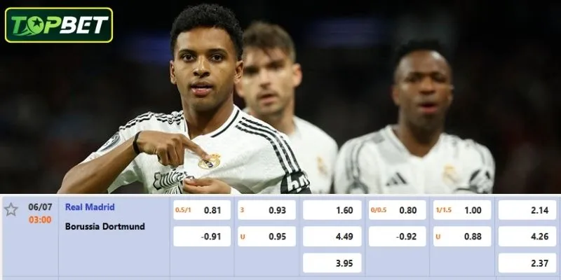 Ty Le Keo Chi Tiet Cho Tran Dau Borussia Dortmund Vs Real Madrid