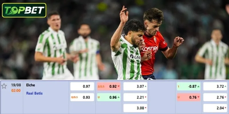 Ty Le Keo Chi Tiet Cho Tran Dau Elche Vs Real Betis 