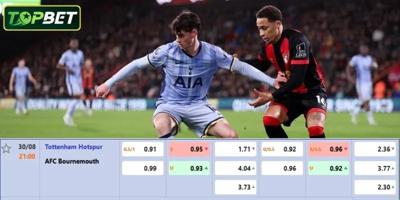 Ty Le Keo Chi Tiet Cho Tran Dau Tottenham Vs Bournemouth
