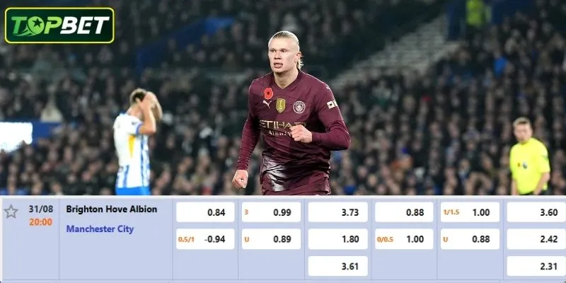 Ty Le Keo Chi Tiet Cho Tran Dau Brighton & Hove Albion Vs Manchester City 