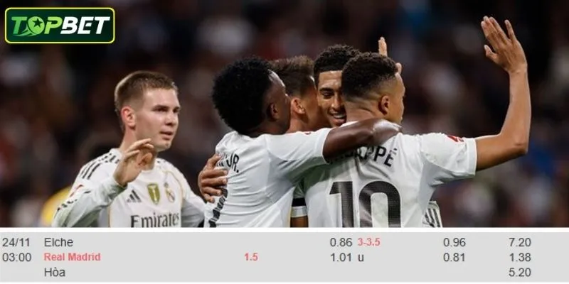 Ty Le Keo Chi Tiet Cho Tran Dau Elche Vs Real Madrid