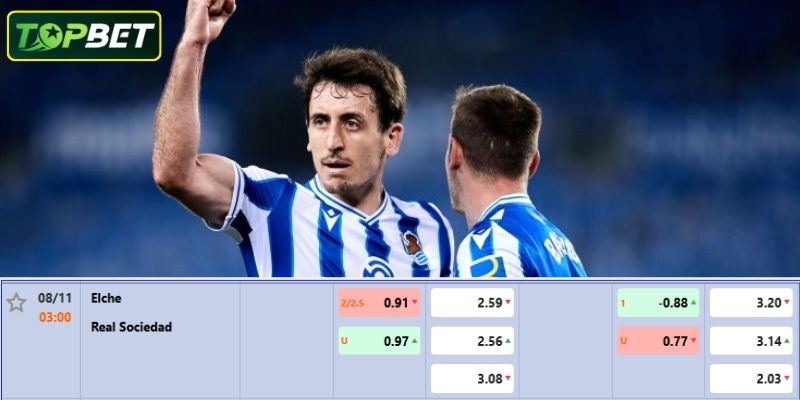 Ty Le Keo Chi Tiet Cho Tran Dau Elche Vs Real Sociedad