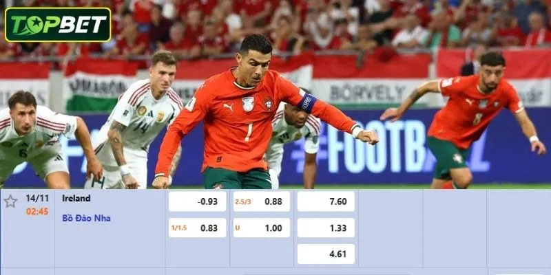 Ty Le Keo Chi Tiet Cho Tran Dau Ireland Vs Bo Dao Nha