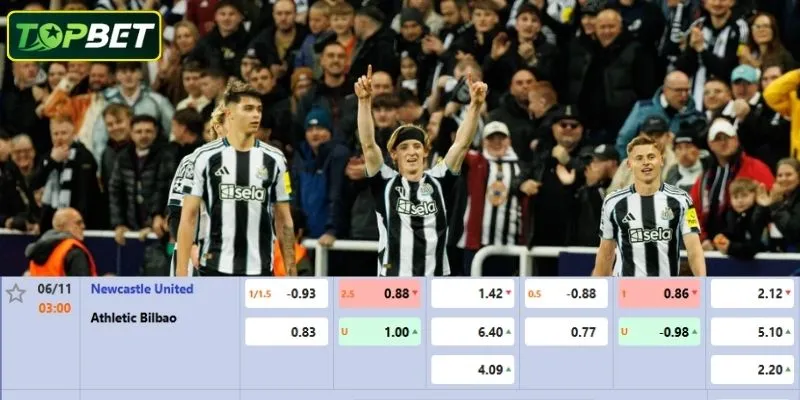 Ty Le Keo Chi Tiet Cho Tran Dau Newcastle Vs Athletic Club