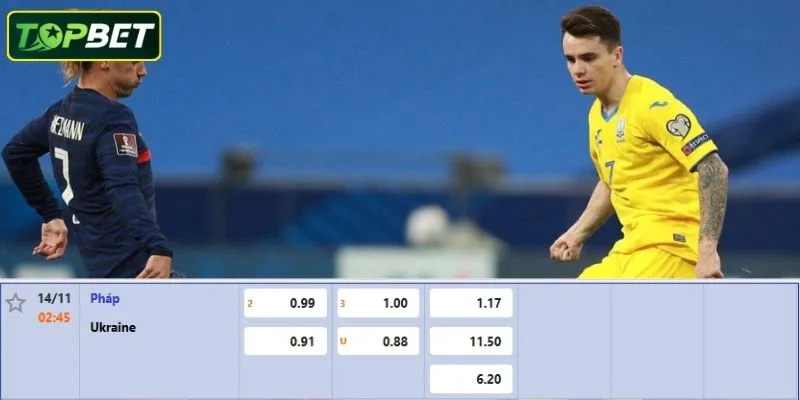 Ty Le Keo Chi Tiet Cho Tran Dau Phap Vs Ukraine