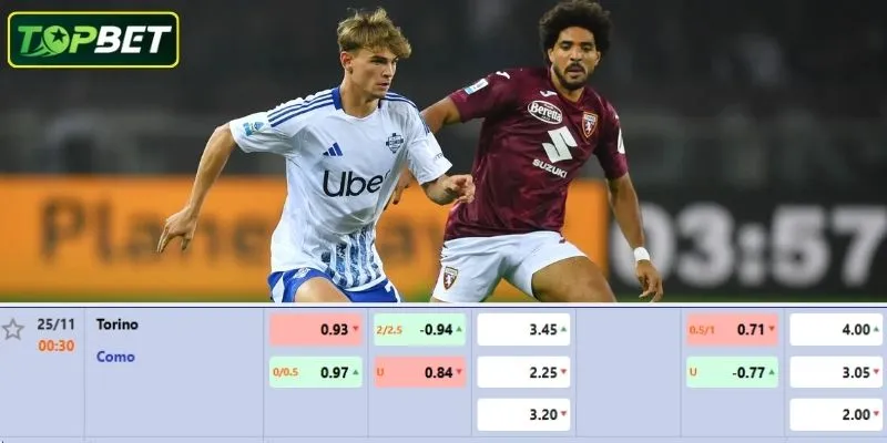 Ty Le Keo Chi Tiet Cho Tran Dau Torino Vs Como 1907